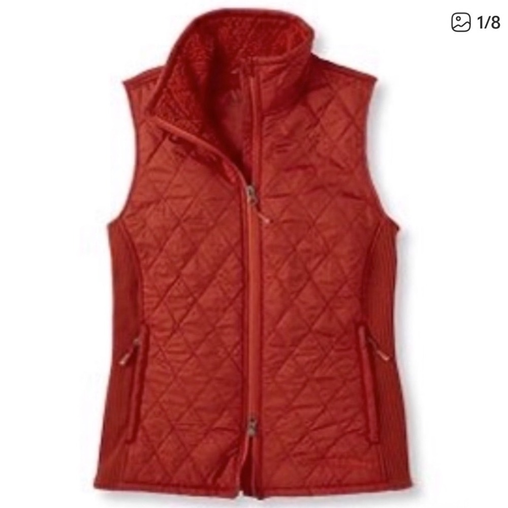 L.L. BEAN | Women's Orange Thinsulate Quilted Sherpa Fleece Lined Vest, M Reg - Picture 1 of 8